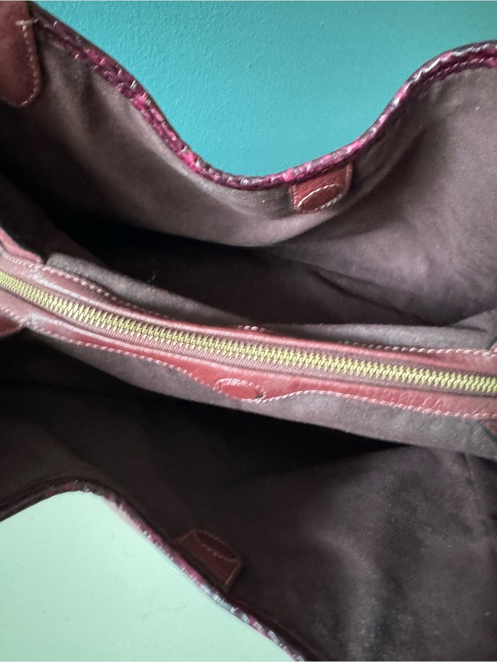 Coach Lori Merlot with snakeskin trim - Picture 3 of 12